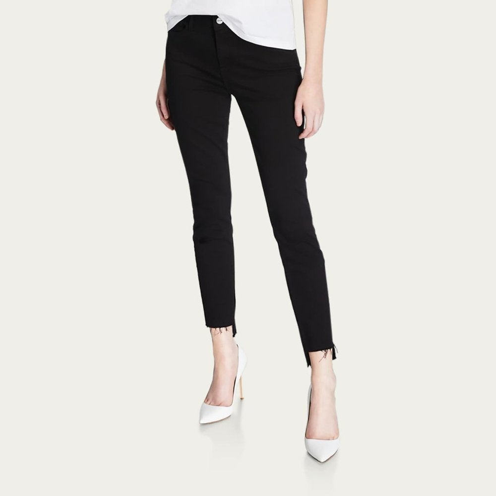 Frame Womens Le Skinny de Jeanne Jeans Raw Stagger Crop Mid Rise Black size 25
